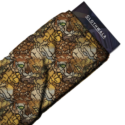 ochre floral all-over print pattern — large scale repeat layout