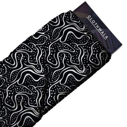 jet black abstract fabric detail — matte finish digital print closeup