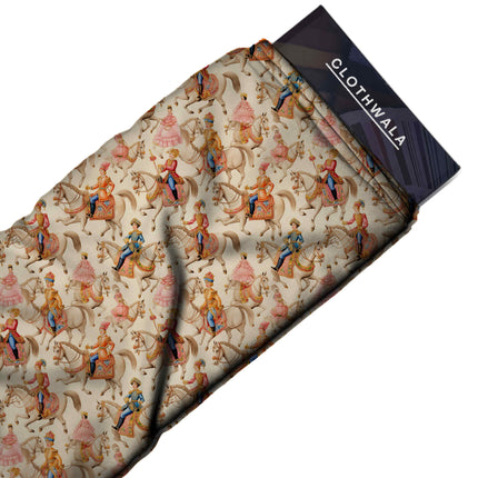 ivory cream ethnic fabric detail — digital print closeup