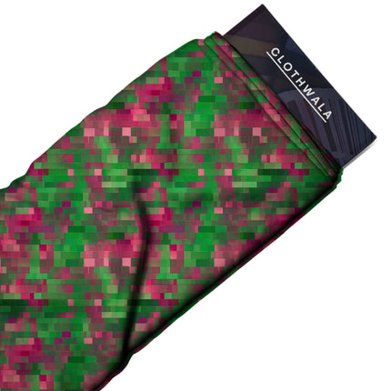 forest green geometric print fabric draped — maxi dress styling