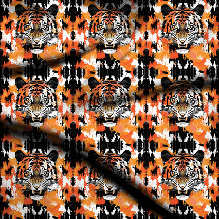 burnt orange animal digital print fabric texture — large scale closeup