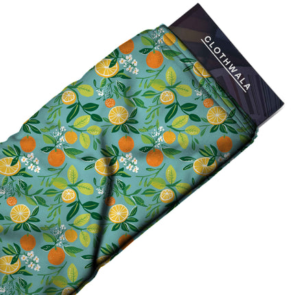 teal blue floral all-over print pattern — medium scale repeat layout