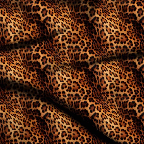 Golden Tan Classic Leopard Rosettes Print Fabric