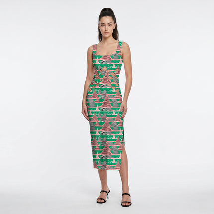 Emerald Green Geometric Digital Print Fabric for Set | Winter Wear - Image 6