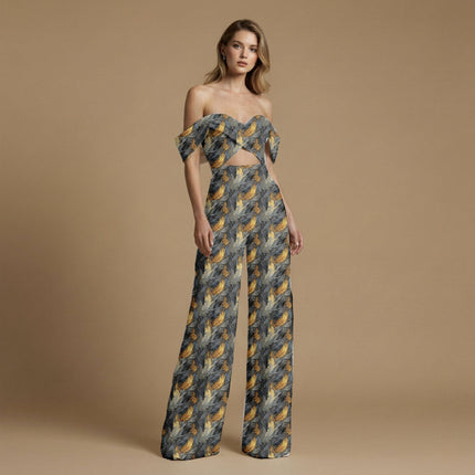 jet black animal print fabric draped — co-ord set styling