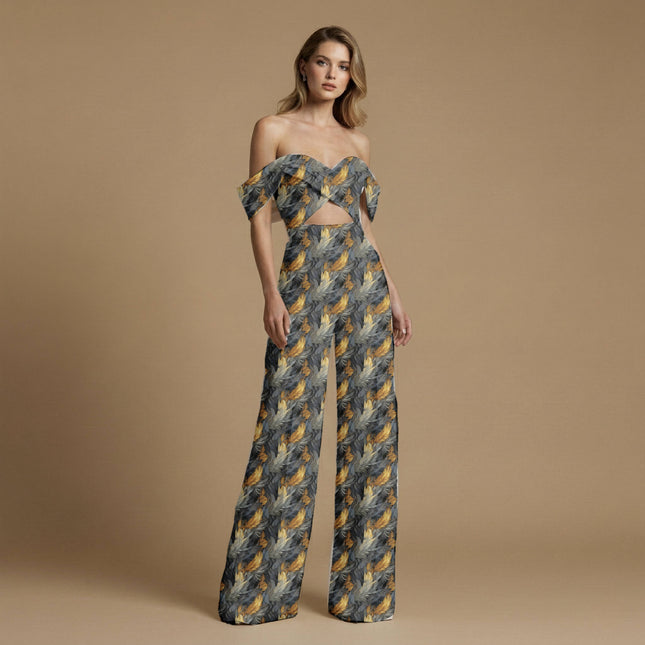 jet black animal print fabric draped — co-ord set styling
