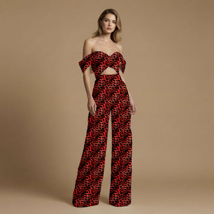 scarlet red animal fabric detail — textured finish digital print closeup