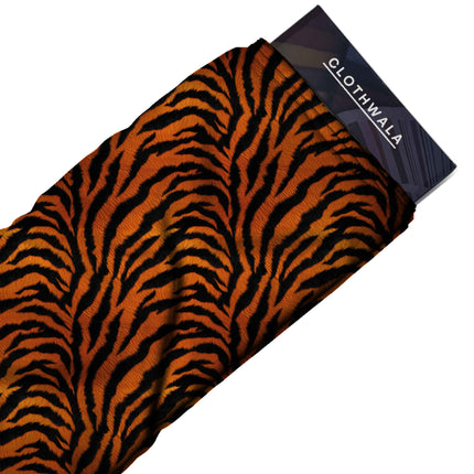 saffron orange animal print fabric draped — jumpsuit styling