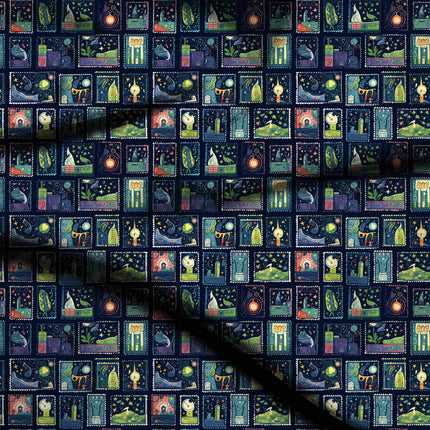 midnight blue other digital print fabric texture — medium scale closeup