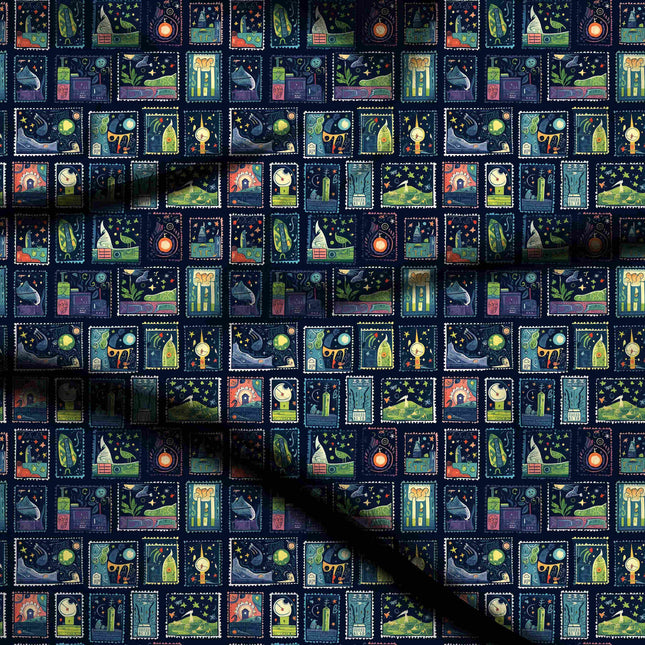 midnight blue other digital print fabric texture — medium scale closeup