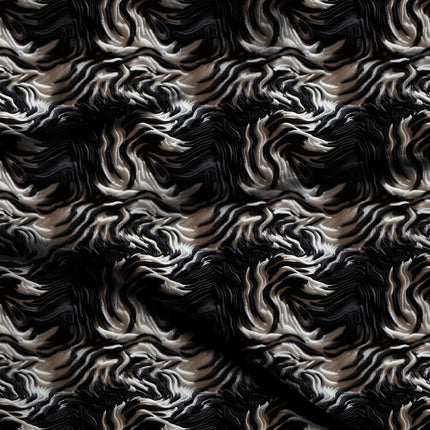 jet black abstract digital print fabric texture — medium scale closeup
