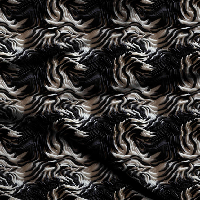 jet black abstract digital print fabric texture — medium scale closeup