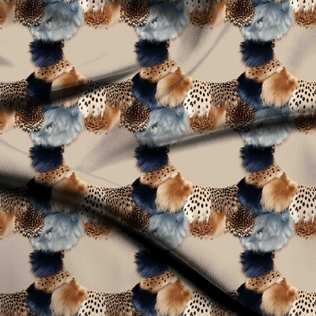 dusty sky blue animal digital print fabric texture — medium scale closeup