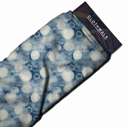 cobalt blue floral fabric detail — textured finish digital print closeup