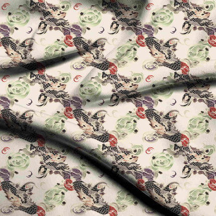 ivory cream animal digital print fabric texture — medium scale closeup