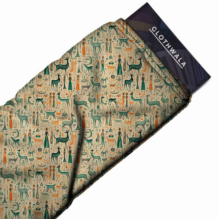 ivory cream ethnic all-over print pattern — medium scale repeat layout