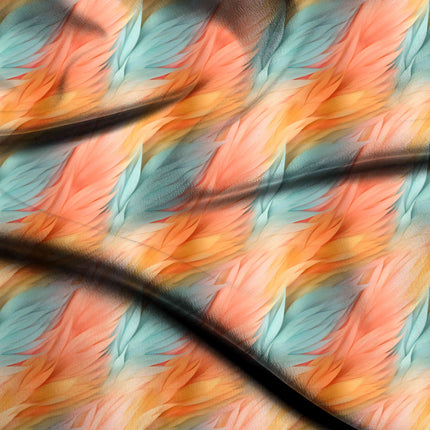 peach floral fabric detail — textured finish digital print closeup