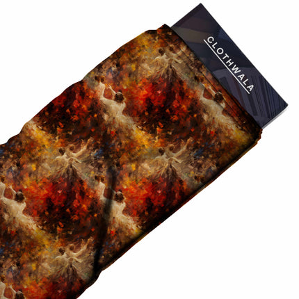 burnt sienna floral all-over print pattern — large scale repeat layout