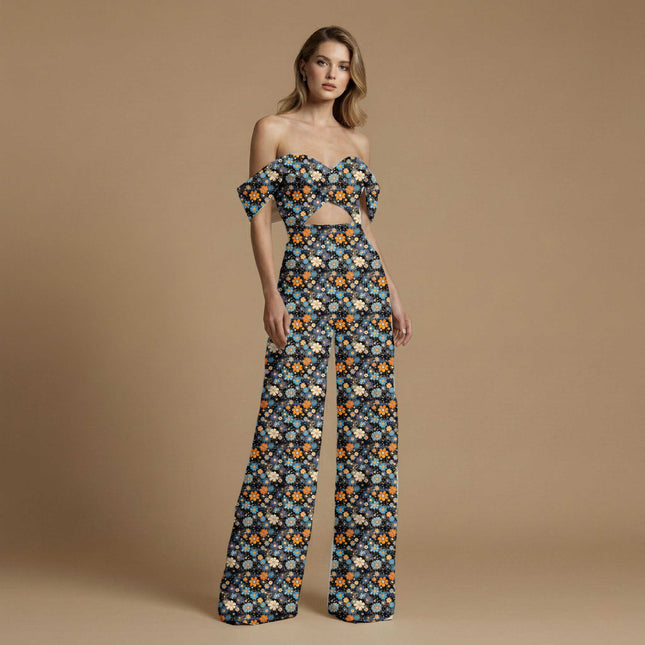 cobalt blue floral print fabric draped — lehenga skirt styling