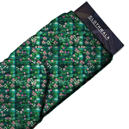 deep teal floral all-over print pattern — fine scale repeat layout