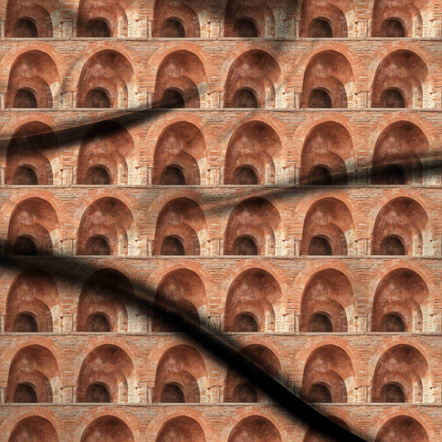 Burnt Sienna Other Digital Print Fabric | Kurti Palazzo Kaftan | Resort Wear | Vintage rock aesthetic | Viscose Georgette - 1248