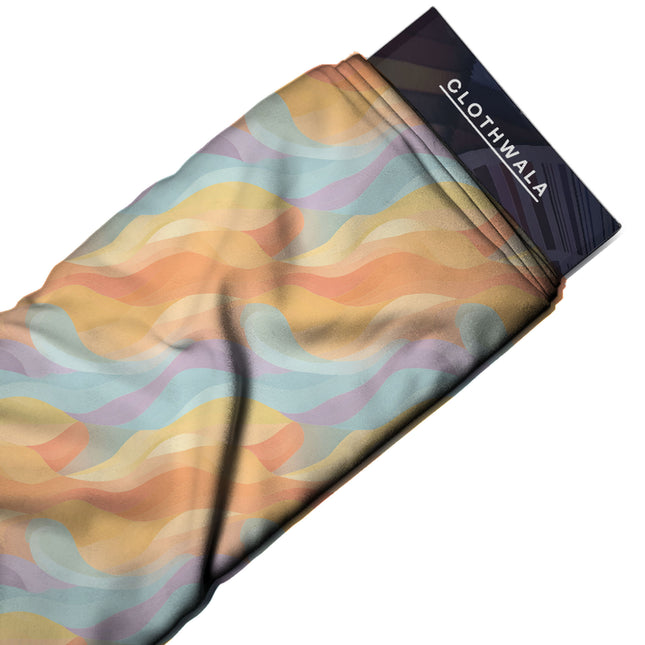 peach nectar abstract print fabric draped — kaftan styling