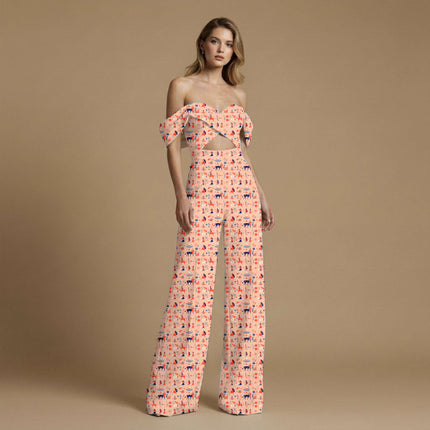 burnt sienna ethnic all-over print pattern — medium scale repeat layout