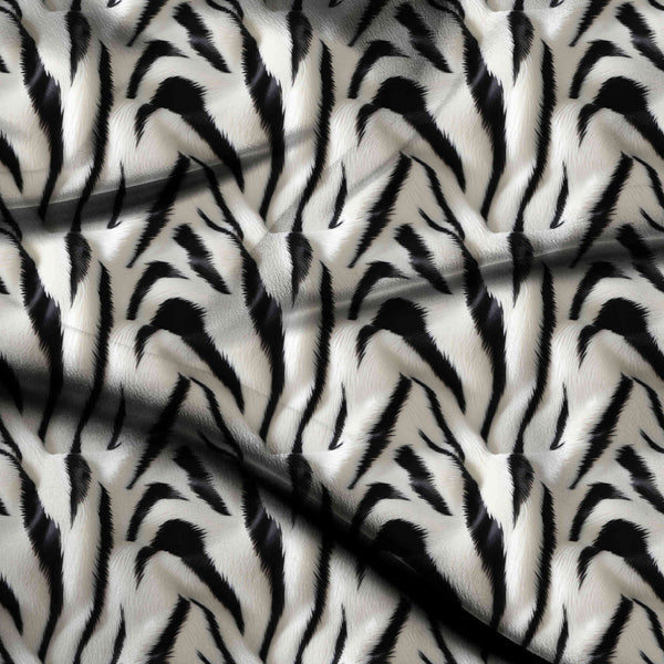Ivory Cream Bold Charcoal Black Tiger Stripes Print Fabric