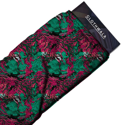 forest green abstract print fabric draped — co-ord set styling