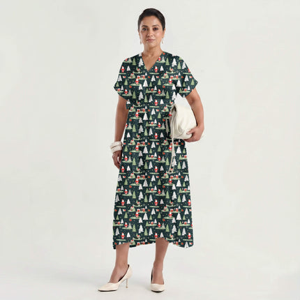 Forest Green Other Digital Print Fabric for Maxi | festive occasion wear - Image 7