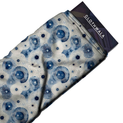 cobalt blue floral all-over print pattern — medium scale repeat layout