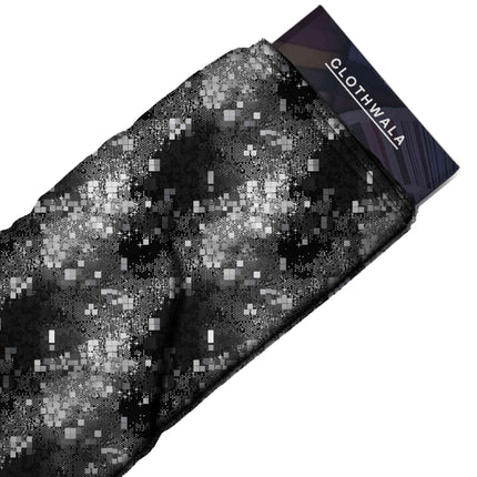 jet black abstract fabric detail — glossy finish digital print closeup