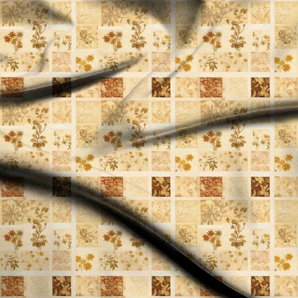 ivory cream floral digital print fabric texture — medium scale closeup