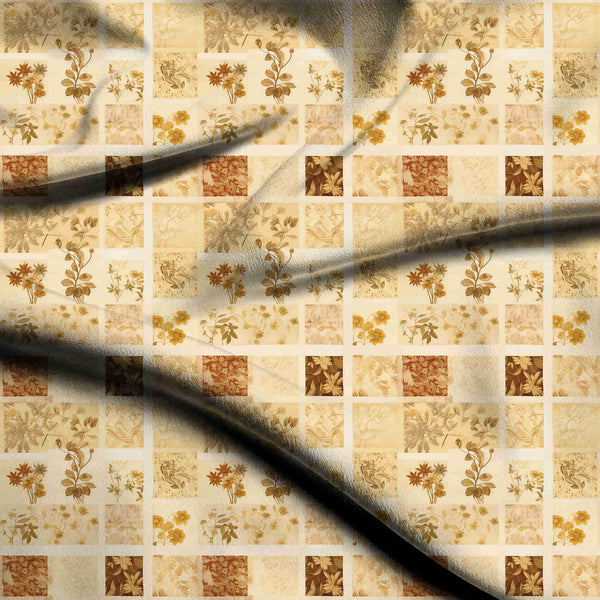 Sepia Brown Delicate Sepia-toned Botanical Illustrations Print Fabric