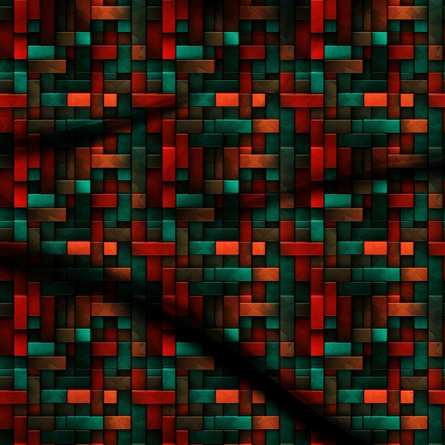 crimson red geometric digital print fabric texture — medium scale closeup