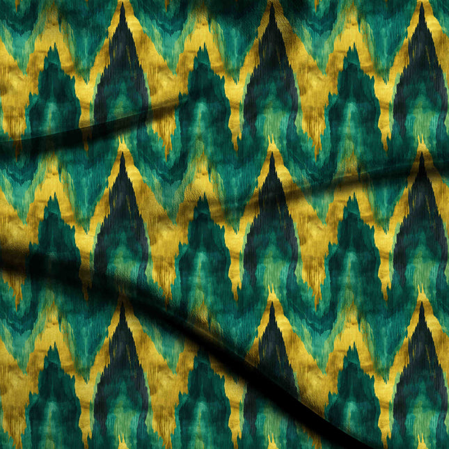 forest green ethnic digital print fabric texture — large scale closeup