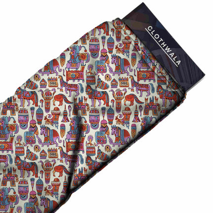 cobalt blue ethnic fabric detail — digital print closeup