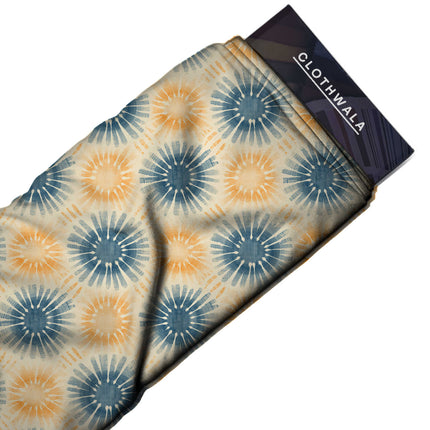 indigo blue abstract fabric detail — matte finish digital print closeup
