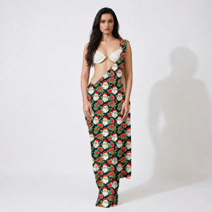 Forest Green Floral Digital Print Fabric for Dress | Regal Festive Wear - Image 5