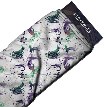 viridian green animal fabric detail — matte finish digital print closeup