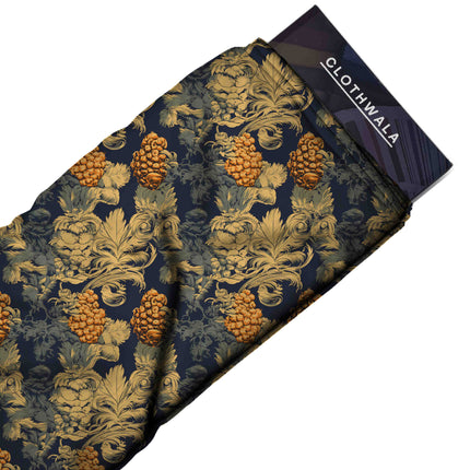 deep navy floral fabric detail — digital print closeup