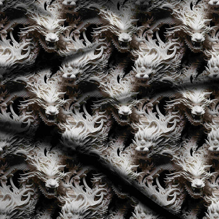 luminous white animal digital print fabric texture — large scale closeup