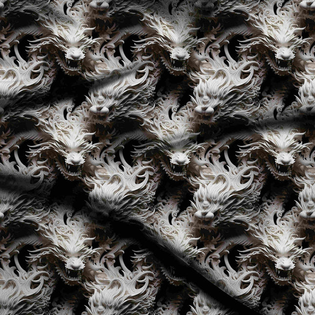 luminous white animal digital print fabric texture — large scale closeup