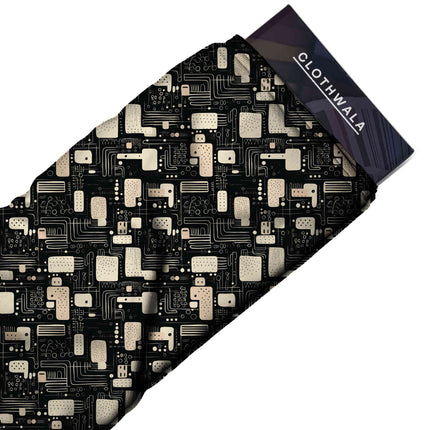 jet black abstract all-over print pattern — medium scale repeat layout