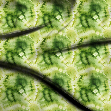 Lime Green Floral Digital Print Fabric for Dress | Psychedelic Festival Wear - 4990