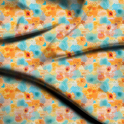tangerine abstract fabric detail — textured finish digital print closeup