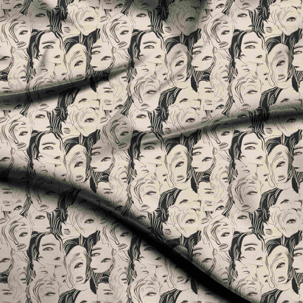 ivory cream other digital print fabric texture — large scale closeup