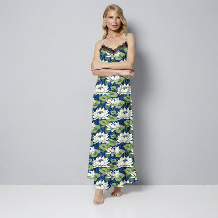 Midnight Blue Floral Digital Print Fabric for Set | Opulent Festive Wear - Image 9