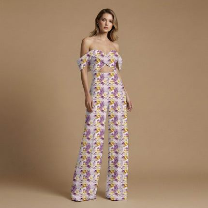 amethyst purple floral print fabric draped — saree styling
