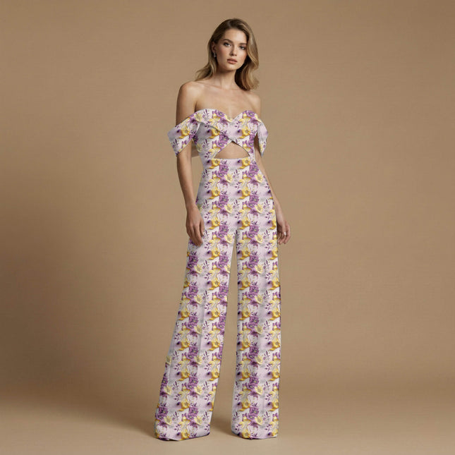 amethyst purple floral print fabric draped — saree styling
